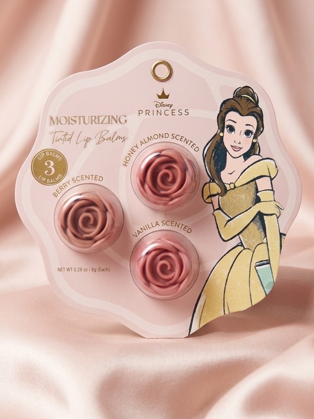 Disney Princess 3 Pc Tinted Lip Balm Set Berry Honey Almond Vanilla New
